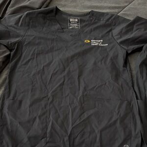 Wink Black V-Neck Scrub Top with Gold Sentara Logo